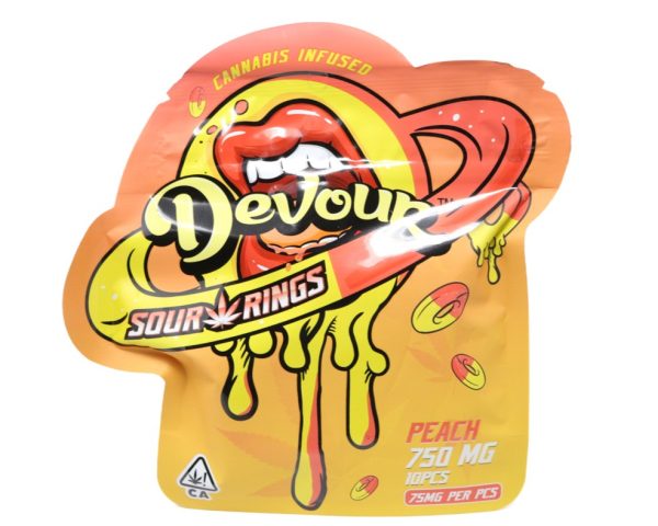 Devour Edibles (750mg) Sour Rings - Peach