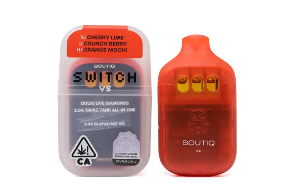 boutiq switch v5 disposable vape review Boutiq – Switch V5 2.0g Live Diamond Disposable – Cherry Lime × Crunch  Berry × Orange Mochi – Be Pain Free Global main image 0