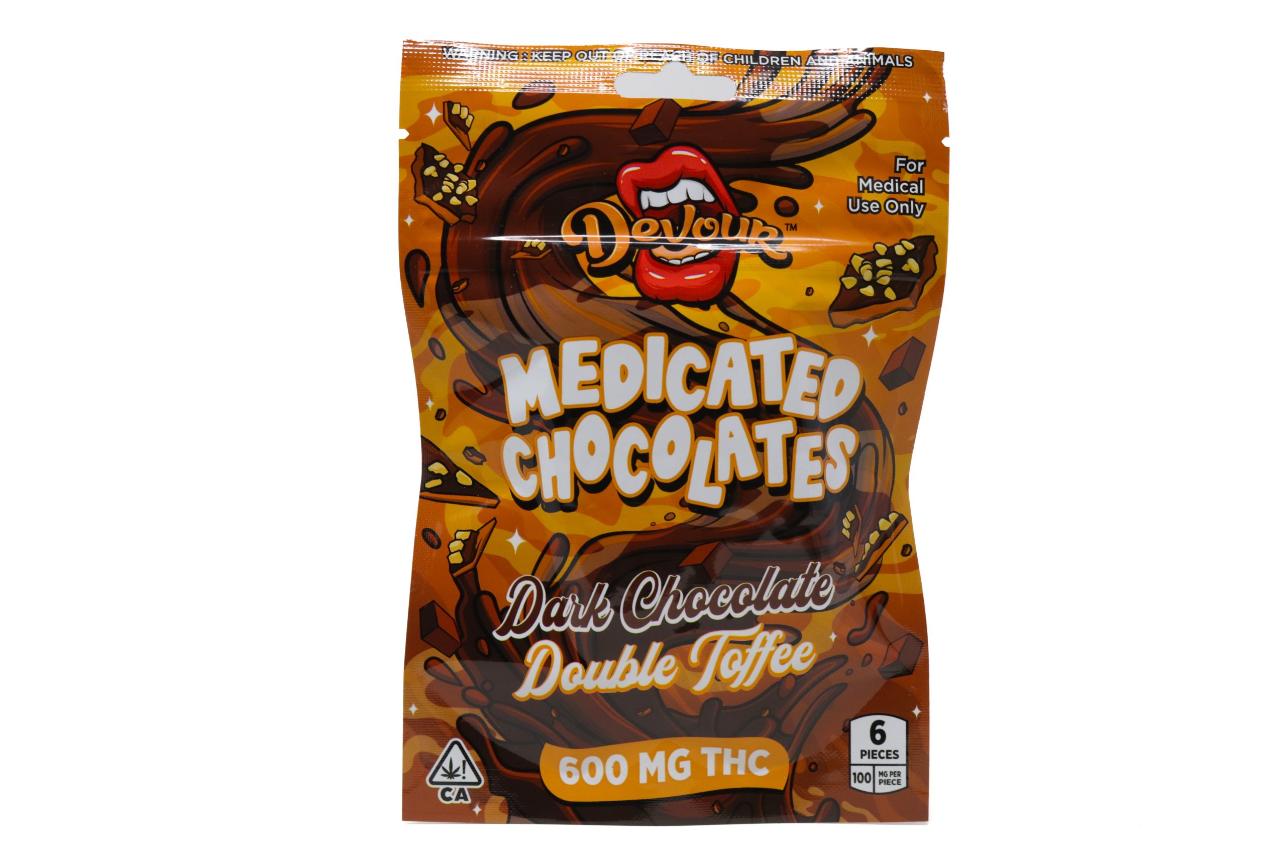 Devour Medicated Chocolates (600mg) - Dark Chocolate Double Toffee