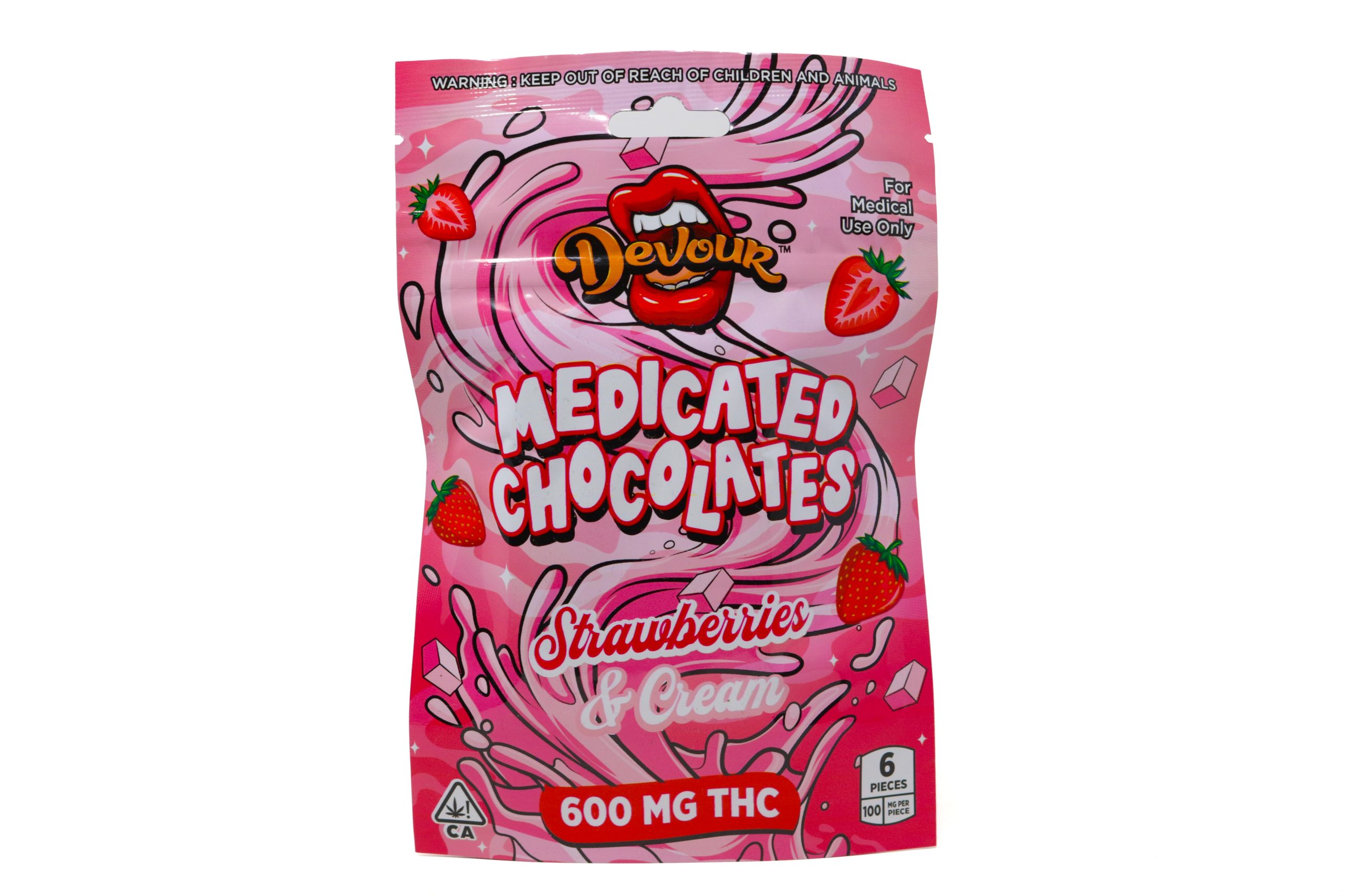 Devour Medicated Chocolates (600mg) - Strawberries & Cream