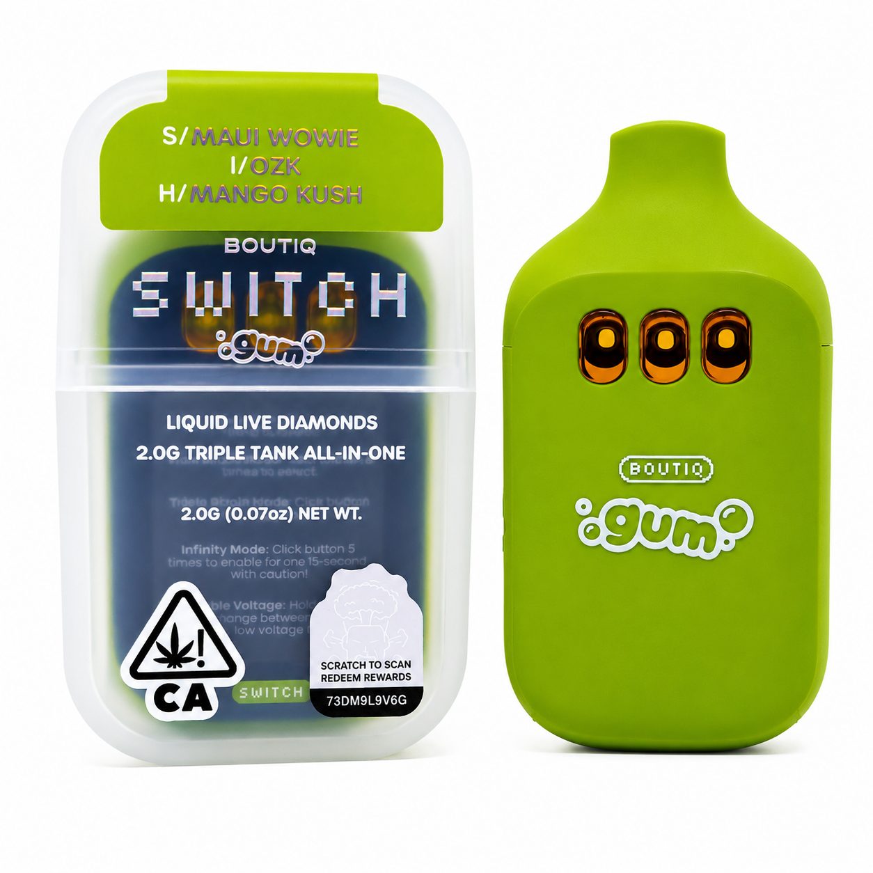 Boutiq Switch GUM (2g) - Maui Wowie x OZK x Mango Kush
