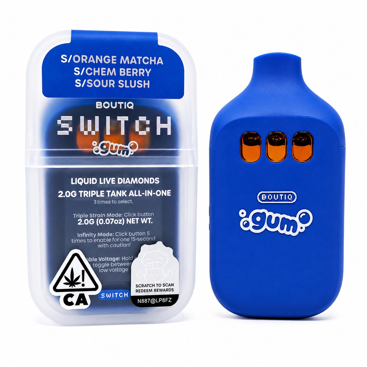 Boutiq Switch GUM (2g) - Orange Matcha x Chem Berry x Sour Slush