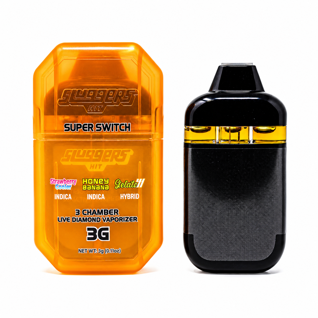 Sluggers Hit Super Switch 3 Chamber Vape (3g) - Strawberry Cooler x Honey Banana x Gelato 41