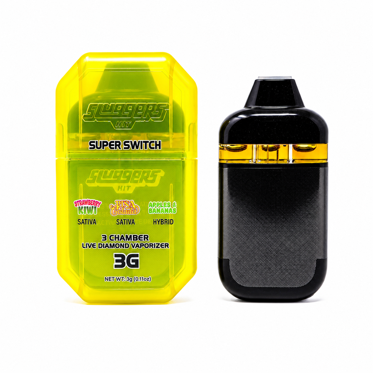 Sluggers Hit Super Switch 3 Chamber Vape (3g) – Strawberry Kiwi × Pina Colada × Apples & Bananas