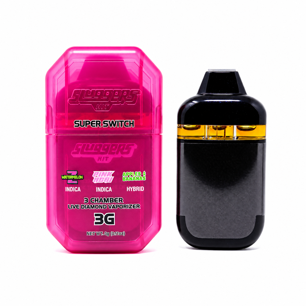 Sluggers Hit Super Switch 3 Chamber Vape (3g) - Watermelon Z x Pink Acai x Apples & Bananas